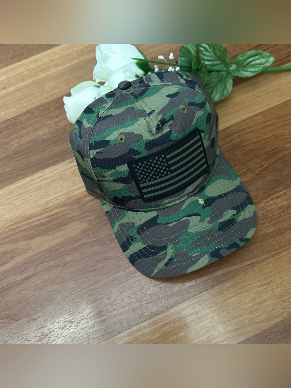 MAD Engine Camouflage Baseball Cap with Black Flag Patch - Green Camo